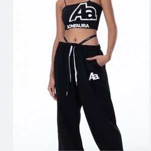 AcmeAura K-pop Streetwear Brown Logo Sweatpants Size XS